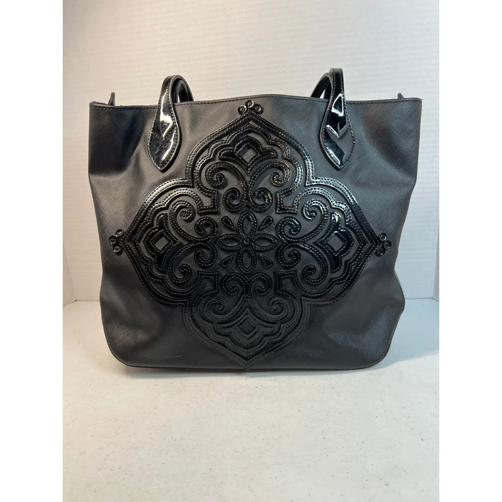 Brighton Black Saffiano Leather Medallion Tote F650795 Shoulder Bag Casablanca